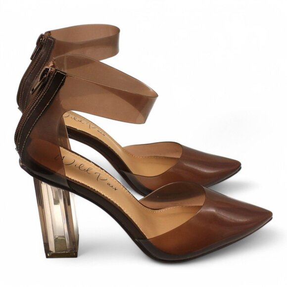 Wild Pair Womens Mocha Brown Translucent Ankle Strap Padded Dellie Pointed Toe B - Picture 5 of 7
